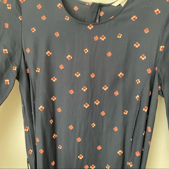 H&M | Lyocell Blend Belted Midi Dress Navy Floral - Picture 3 of 8